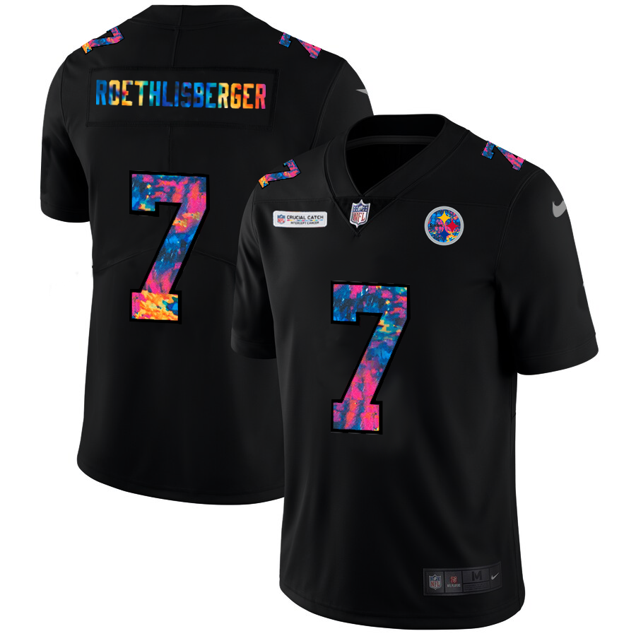 NFL Pittsburgh Steelers #7 Ben Roethlisberger Men Nike MultiColor Black 2020 Crucial Catch Vapor Untouchable Limited Jersey->nfl dust mask->Sports Accessory